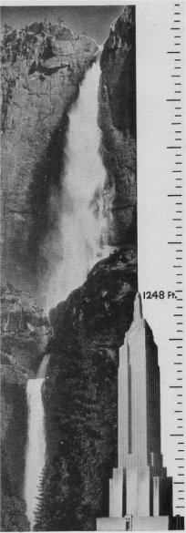 Yosemite Falls compared with Empire State Building