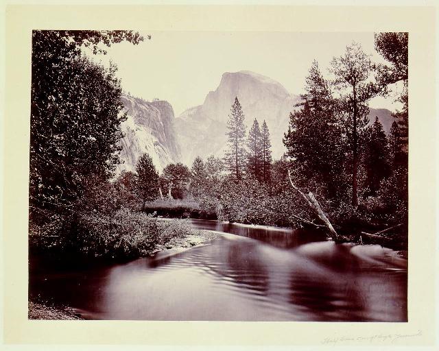 Stream and trees with Half Dome in background