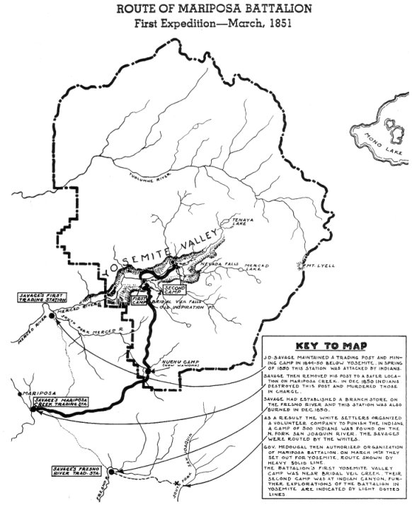 ROUTE OF MARIPOSA BATTALION. First Expedition--March, 1851