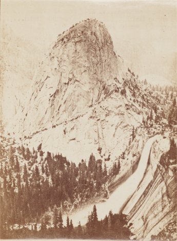 XVIII. Mahta, (Cap of Liberty) Mount Broderick. 4,600 feet above the Valley. Yowiye. Nevada Fall, at the right.