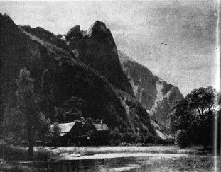 Hermann Herzog's oil painting of Cosmopolitan Saloon and Sentinel Rock, 1874