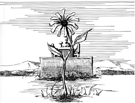 sunflower and bulldozer