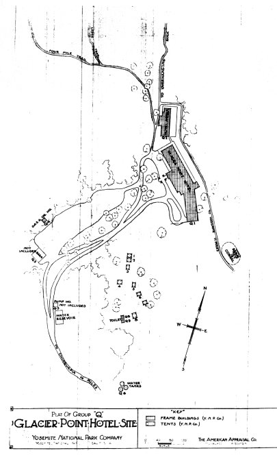 Illustration 100. Plat of Group Q, Glacier Point Hotel site, Yosemite National Park Company, 1924