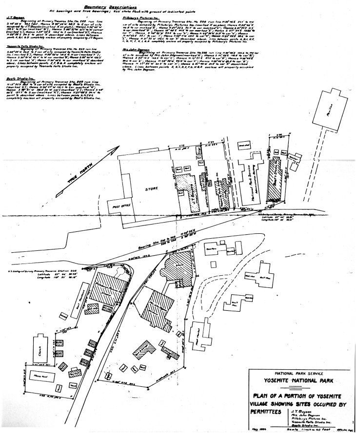 Illustration 105. Sites occupied by permittees in Yosemite Village, May 1924