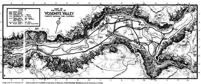 Illustration 145. Map of Yosemite Valley floor, ca. 1935. NPS, Western Regional Office files