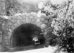 Illustration 153. Tunnel No. 1, east portal, new Big Oak Flat Road. Photo by Jo Wabeh, 1986