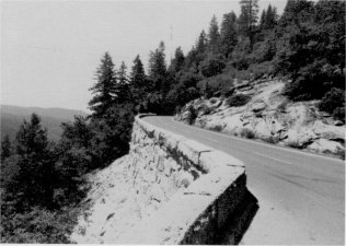 Illustration 154. Stone wall along new Big Oak Flat Road. Photo by Jo Wabeh, 1986