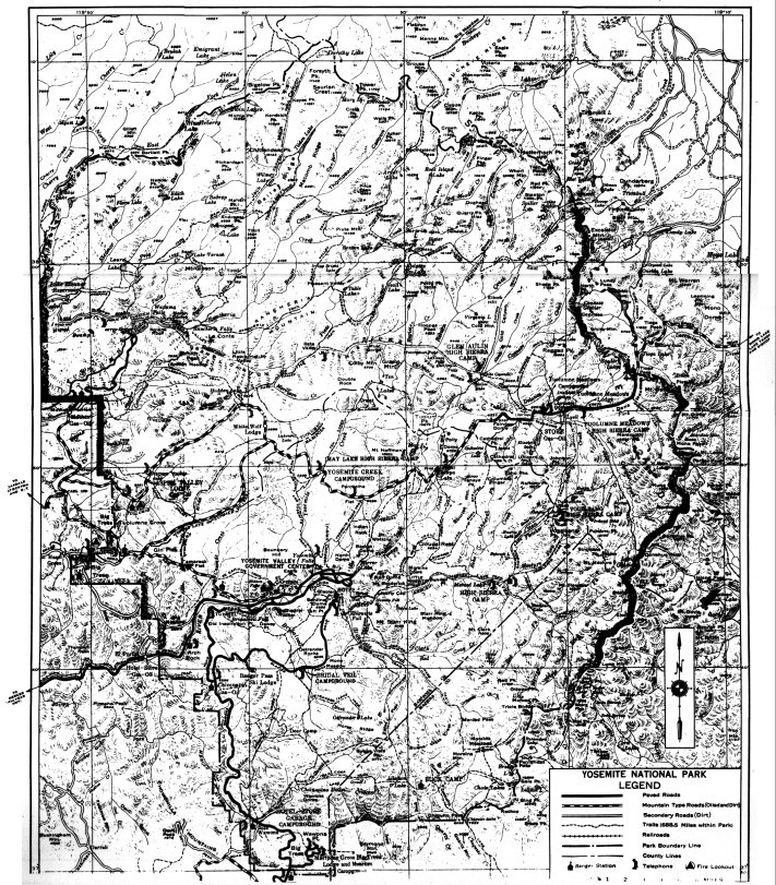 Illustration 217. Map of Yosemite National Park, 1939