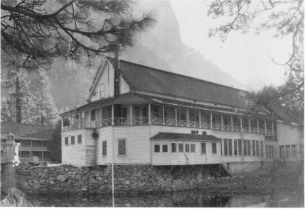 Illustration 218. Rear of Sentinel Hotel from across Merced River. Photo by Rural Housing Authority, December 1934. NPS, Western Regional Office files