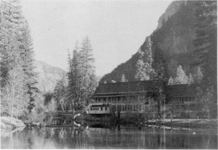Illustration 219. Rear of Sentinel Hotel from across Merced River. Photo by Rural Housing Authority, December 1934. NPS, Western Regional Office files