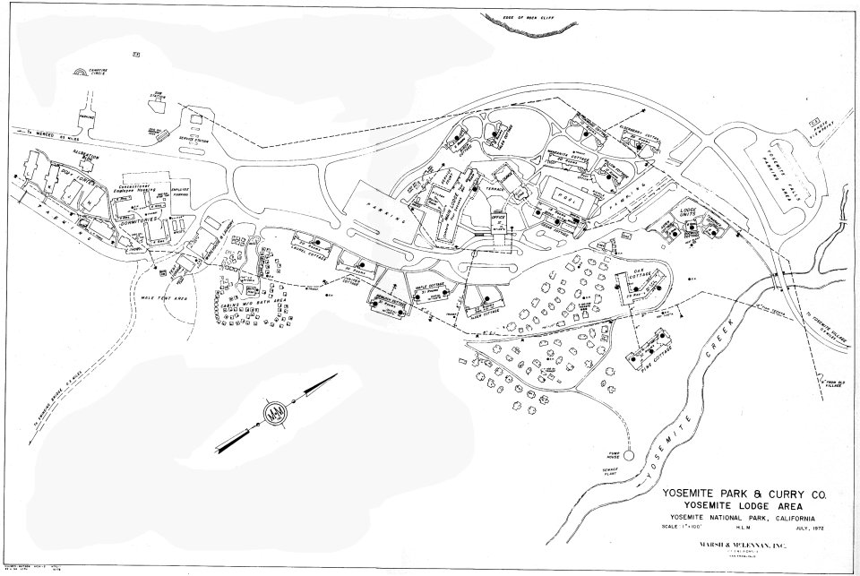 Illustration 236. Yosemite Lodge area of Yosemite Park and Curry Company, 1972. NPS, Denver Service Center files