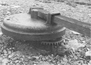 Illustration 38. Lifting winch, Great Sierra Mine. Photo by Robert C. Pavlik, 1984, 1985