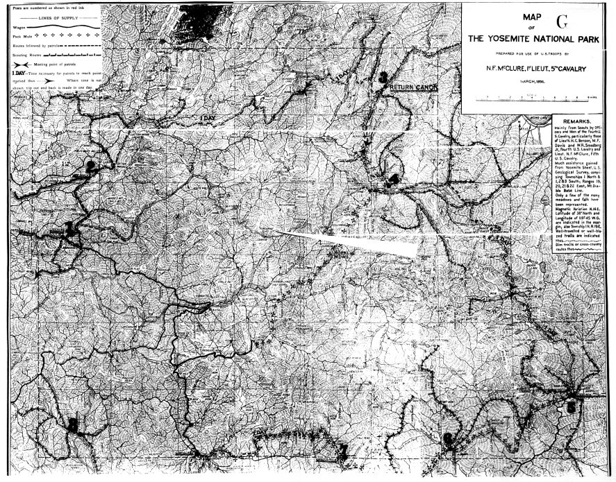 Illustrations 46. Map of the Yosemite National Park Prepared for Use of U. S. Troops by N. F. McClure, 1st Lieut., 5th Cavalry, March, 1896