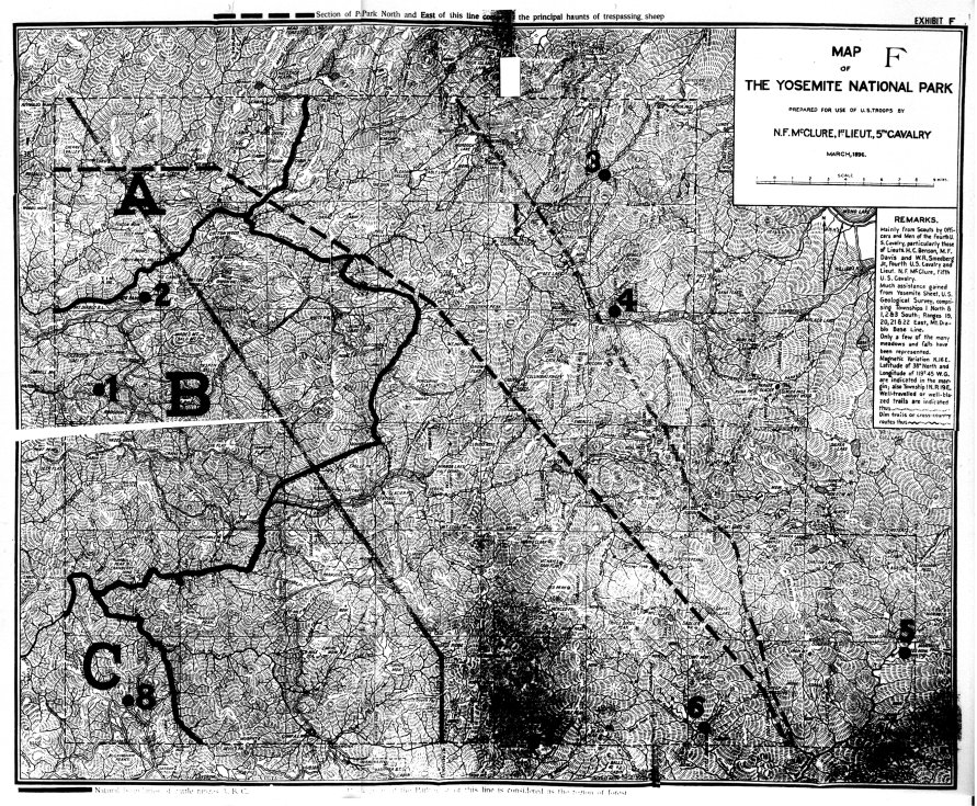 Illustrations 46. Map of the Yosemite National Park Prepared for Use of U. S. Troops by N. F. McClure, 1st Lieut., 5th Cavalry, March, 1896