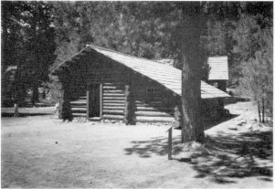 Illustration 59. Crane Flat ranger patrol cabin, now at Pioneer Yosemite History Center, Wawona. Photo by Robert C. Pavlik, 1984