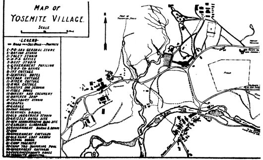 Illustration 80. Map of Yosemite Village. From Hall, Guide to Yosemite, 1920