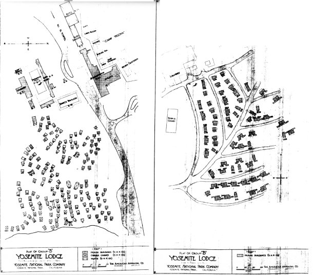 Illustration 93. Plat of Group B, Yosemite Lodge wood section, Yosemite National Park Company, 1924