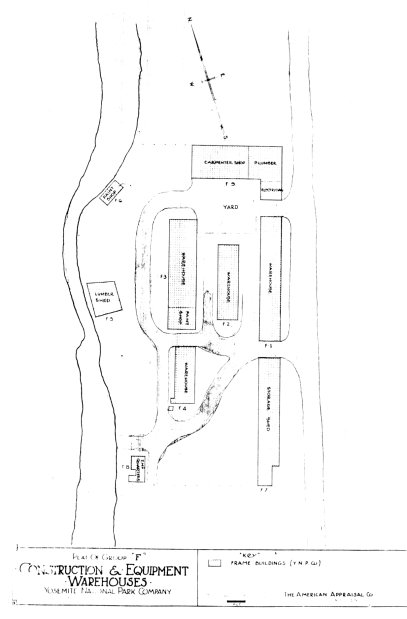 Illustration 96. Plat of Group F, Construction and Equipment Warehouses, Yosemite National Park Company, 1924