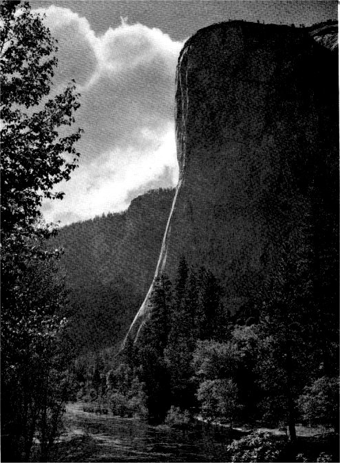 El Capitan, the Chief, guards the entrance to Yosemite Valley. By Ansel Adams. By Ansel Adams