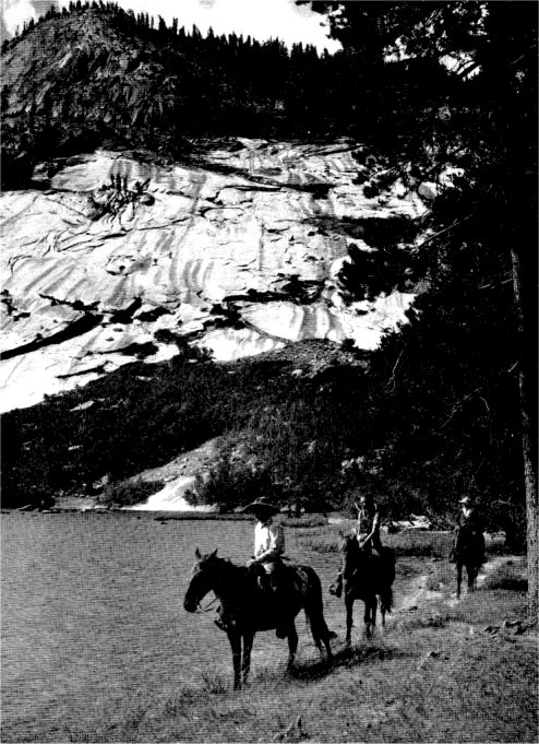 At Merced Lake trail-riders leave the workaday world far behind. By Ansel Adams. By Ansel Adams