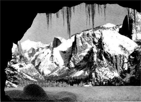 Clouds’ Rest and Half Dome as they burst upon you, in winter, from the new tunnel road into Yosemite. By Ansel Adams