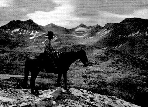 At Vogelsang Pass, high above the timberline, the trail crosses the backbone of the Sierras. By Ansel Adams