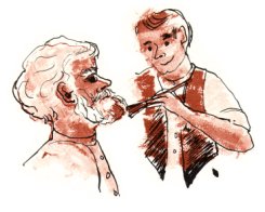 Henry Frost's Whiskers being painted