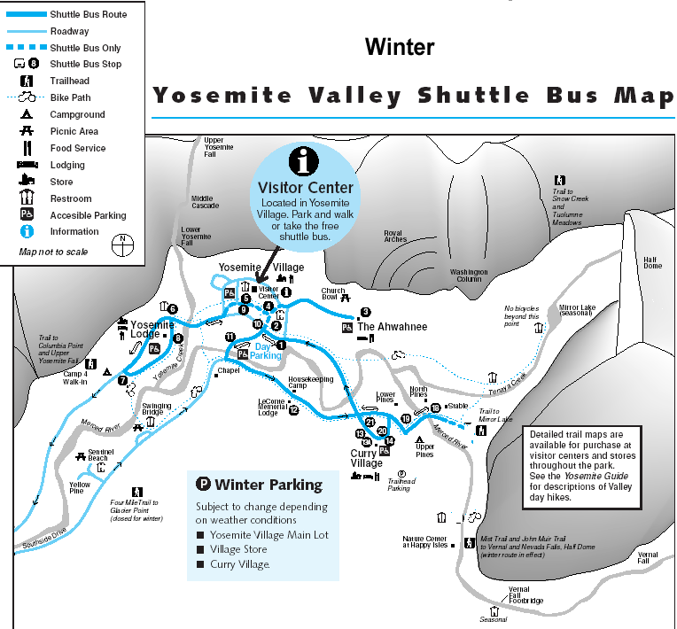 yosemite national park map. Yosemite National Park Winter
