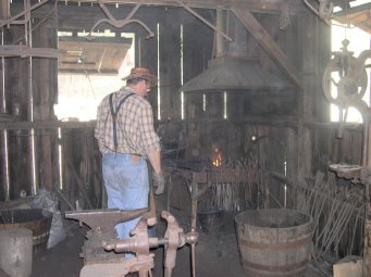 Blacksmith shop, inside view