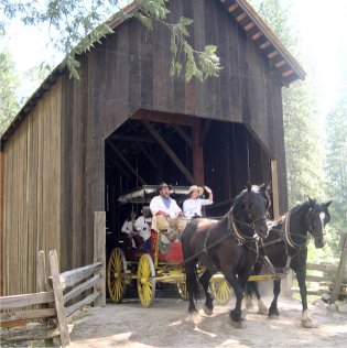 Wawona covered bridge with stagecoach